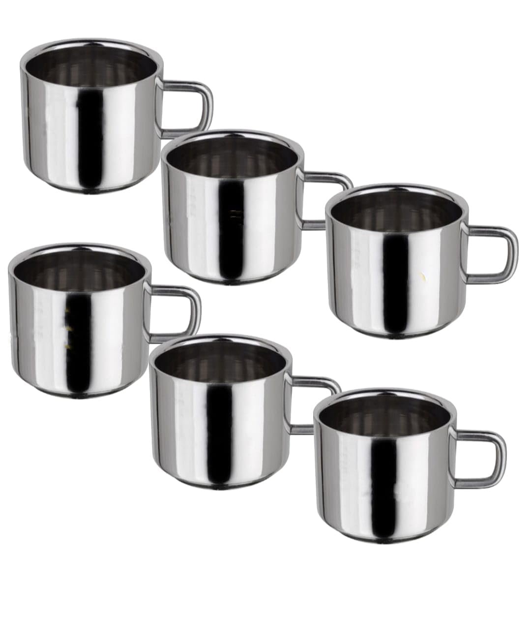 Ashok Double Wall Stainless Steel Cup Tea & Coffee Cups, Set of 6 100 ML Each, Stainless Steel Cups for Tea