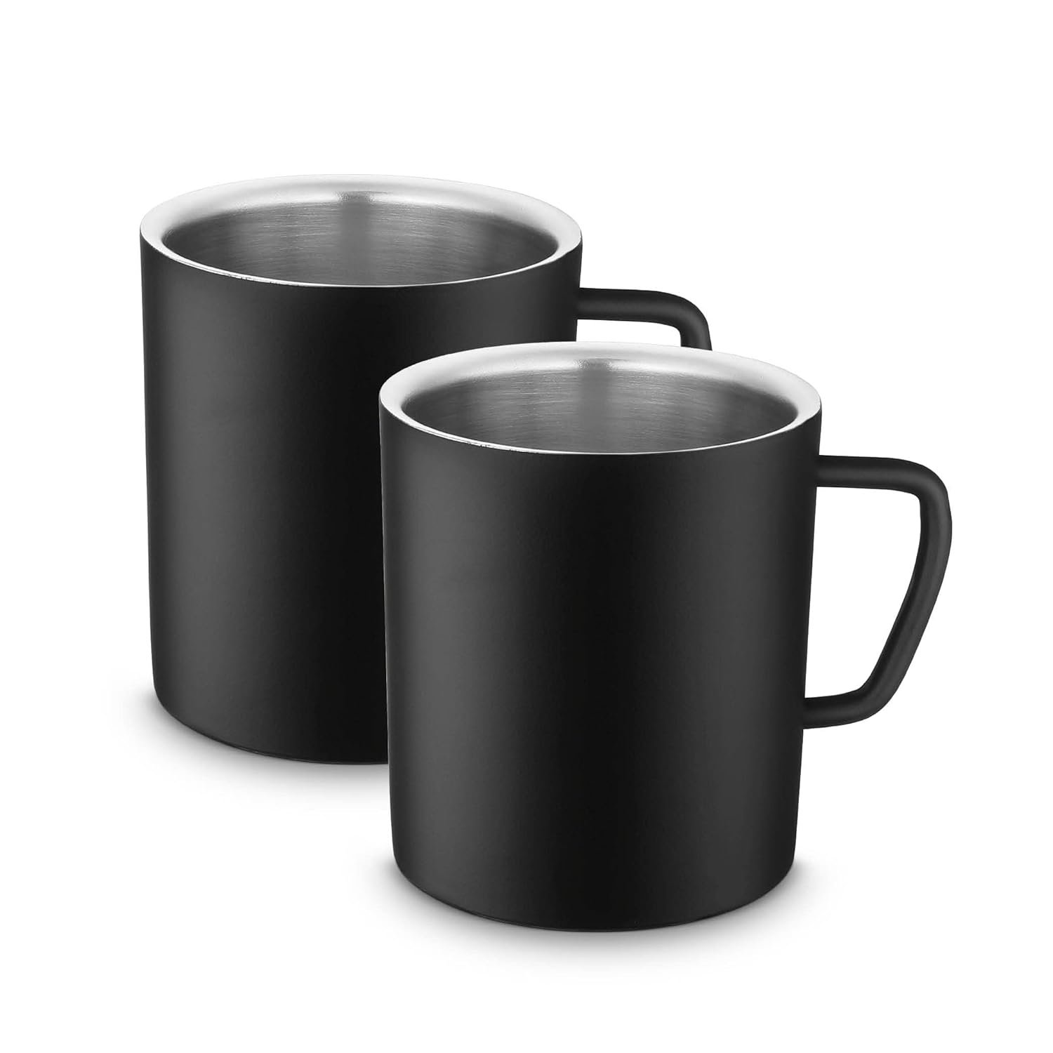 Ashok Stainless Steel Coffee Tea Mugs - Double Wall BPA Free, Black Matte Finish Cup, Set of 2, 300 ML, Stylish and Durable Design for Hot and Cold Beverages